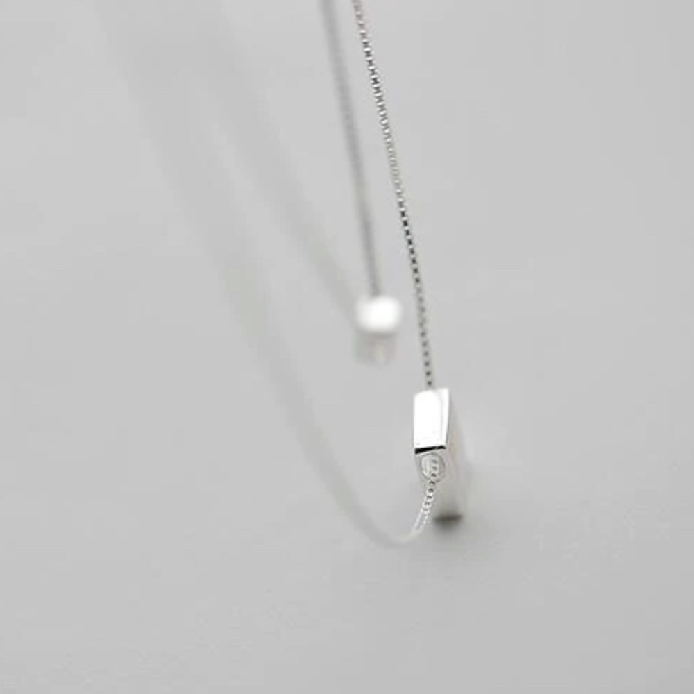 Sterling Silver Layered Squares Silver Necklace - Picture 4 of 7